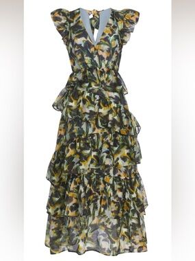 NWT Marie Oliver Marisol Tiered Maxi Dress Floral Print Size 0